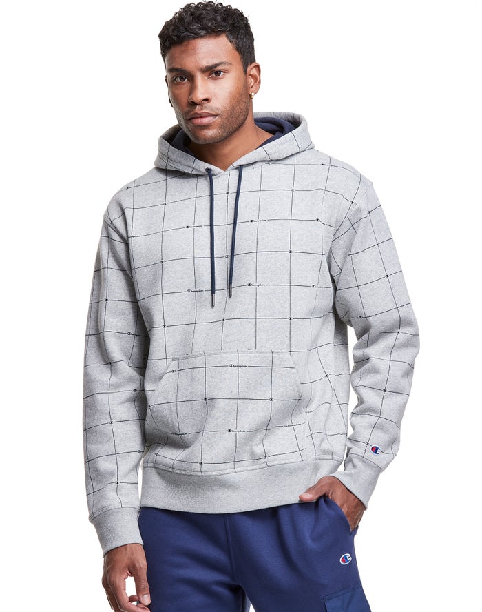 Champion Powerblend All Over Logo Hoodie Heren - Grijs - Belgie 2671ADVLU